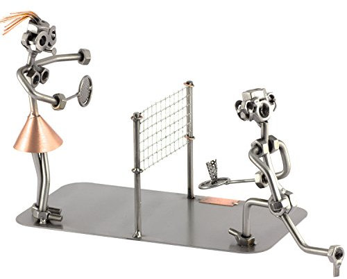 Steelman24 I Schraubenmännchen Badminton 2 Personen I Made in Germany I Handarbeit I Geschenkidee I Stahlfigur I Metallfigur I Metallmännchen