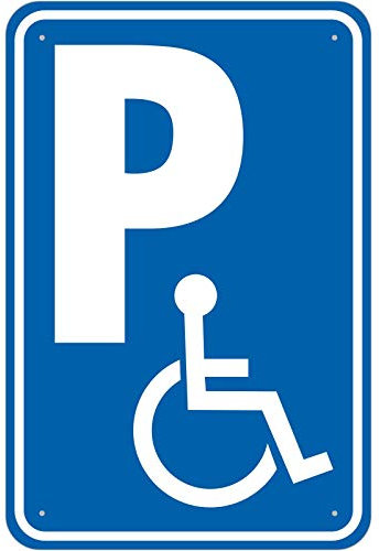 Schild Behinderten Parkplatz aus Aluminium-Verbundmaterial 3mm stark 30 x 45 cm Rollstuhlfahrer parken