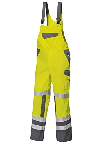 BP 2011-845-8653-44n Latzhose, Stretch-Hosenträger mit Clipbefestigungen, 270,00 g/m² Stoffmischung, Warngelb/dunkelgrau, 44n