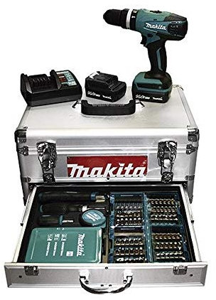 Makita HP347DWEX1 - Taladro Percutor A Bateria 14.4V Litio-Ion 1,3 Ah Maletin Aluminio+Accesorios