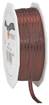 Präsent C.E. Pattberg Satin Espresso, 50 m Satinband zum Einpacken von Geschenken, 3 mm Breite, Geschenkband zum Dekorieren & Basteln, Dekoband, Anlass