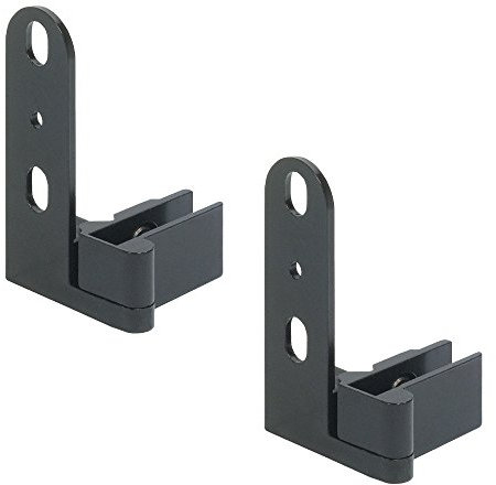 Gedotec Lot de 2 charnières de porte en verre pour vitrine et constructions en bois - Angle d'ouverture 180° - Montage de porte sans perçage pour verre - Charnières métalliques noires mates
