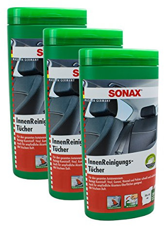 SONAX 04122000 Innenreinigungstücher Box Feuchte Tücher 25 Stück 3X