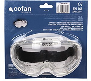 Cofan Gafas de Protección contra Proyecciones | Confortables y Ligeras | Ajuste con Goma | Protección UV | Blíster