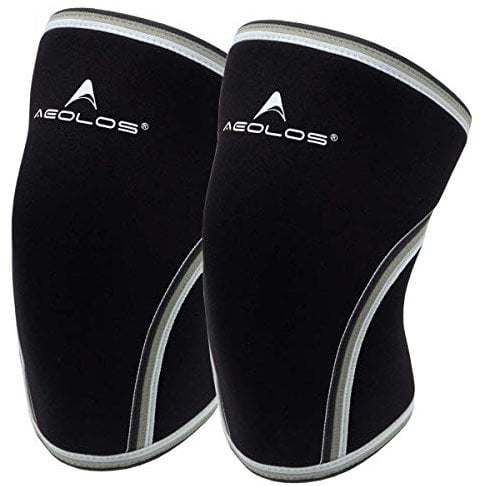 AEOLOS 1 paio di ginocchiere a compressione da 7 mm, per sollevamento pesi, squat, palestra e altri sport (M, nero)