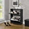 [en.casa] Schuhschrank Sykkylven Schuhkipper mit 2 Klappen Schuhkommode für 12 Paar Schuhe 81 x 63 x 24 cm Schwarz