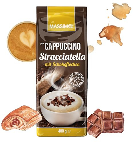 Massimo Cappuccino Stracciatella mit Schokoflocken 10 x 400g / Aromatisiertes Getränkepulver mit löslichem Bohnenkaffee und Milchschokoladenflocken