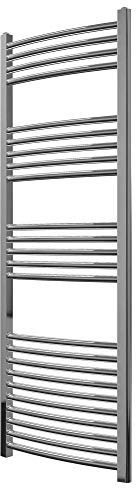 Greened House Chrome Curved Heated Towel Rail 500mm Wide x 1400mkm High Central Heating Towel Radiator