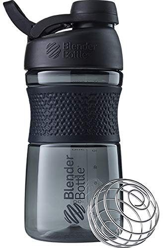 BlenderBottle Sportmixer | Protein Shaker cup | Diet Shaker | Water Bottle | with BlenderBall | 590ml - black/black