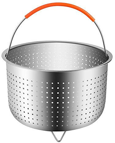 Dämpfkorb Dämpfeinsatz Instant Topf Zubehör Edelstahl Dampfeinsatz mit Silikon Griff Fit Schnellkochtopf für Dünsten von Gemüse Früchte Eier