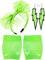 Blulu 80 Jahre Spitze Stirnband Neon Ohrringe Fingerlose Fischnetz Handschuhe für 80 Jahre Party (Fluoreszierende Grün)