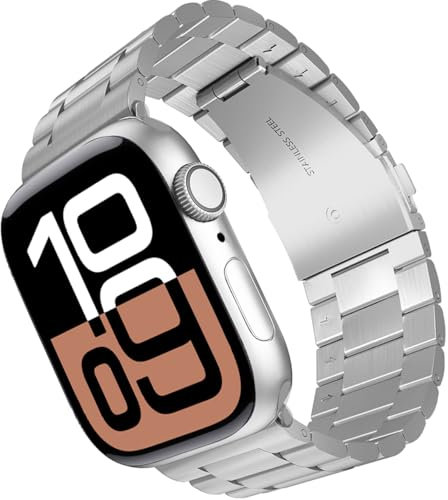 ARTCHE Metal Strap for Apple Watch Straps 46mm 49mm 45mm 44mm 42mm, Stainless Steel Replacement Strap for Men Women, Compatible with iWatch Series 10/Ultra 2/Ultra/9/8/7/SE/6/5/4/3/2/1, Silver