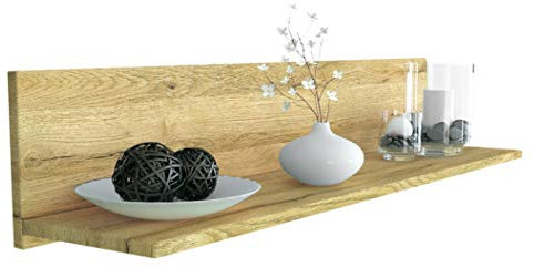 Vladon Wandregal Skadu, Made in Germany, Schweberegal mit praktischer Ablage, Eiche Natur (97,5 x 18,5 x 18,5 cm)