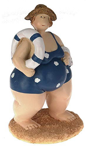 decopartners.eu Badenixe Polyresin stehend, blau - weiß, 16 cm