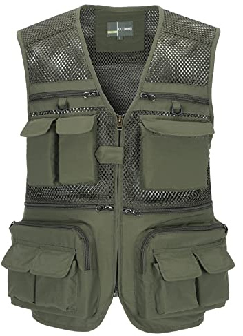 OlyljpinZ Herren Outdoor Anglerweste Casual Mesh Weste Schnelltrocknend Multifunktions Weste Arbeit Reise Fotografie Ärmellos Jacke mit Vielen Praktischen Taschen
