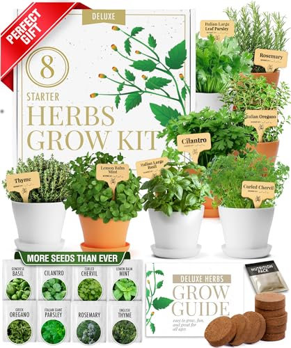 HOME GROWN Deluxe 8 Herb Garden Kit – Best Unique Mother's Day Gardening Gift for Women, Mom, Her – Kitchen Gifts for Gardeners Friend, New Home Housewarming Plant Starter