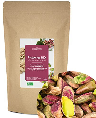 Pistaches BIO (décortiquées, sans sel ajouté) - riche en antioxydants - 500g