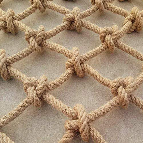 LZYqwq Hanfseilnetz Dekorativ Kinder Kletter Netz Sicherheits Schutz Netz, für Balkon Garten Decke Treppenzaun Foto Wand Bar Dekoration, Durchmesser 12mm, Mesh 10cm(3 * 3m)