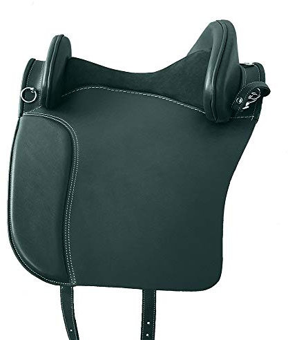 A&M Reitsport Baumloser spanischer Sattel Catalana schwarz, mit weißen Nähten, Größe:34cm