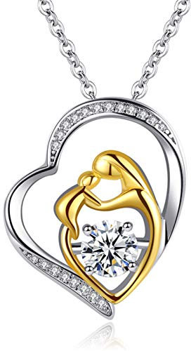 HMOOY Mère Collier, Collier D'amour Pour Mère Amour Coeur Pendentif Collier Mère Cadeaux D'anniversaire Fête des Mères Bijoux Pour Femmes Épouse Mère Fille (or)