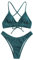 ZAFUL Zugezogen Gerippt Fest Schnüren Hoher Schnitt Brasilianisch Bikini Set Gepolstert Zwei Stücke Badeanzug Bademode für Damen (G-Dunkelgrün,M)
