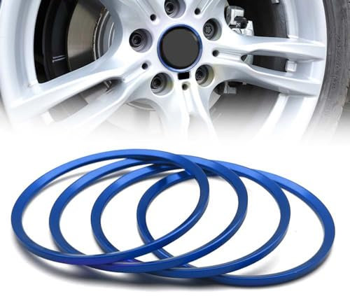 HIBEYO 4Stück 68mm Auto Nabenringe Aluminium Aufkleber Passt für BMW 1er 3er 4er 5er 7er X1,X3,X4,X5,X6 Radnaben Zentrierringe Aufkleber Dekoration Radfelge umlaufende Nabenringe Autozubehör-Blau