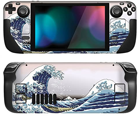 PlayVital Full Set Schutz Skin Decal für Steam Deck LCD, Custom Stickers Vinyl Decal Folie Faceplates Klebefolie für Steam Deck OLED Handheld Gaming PC-Welle