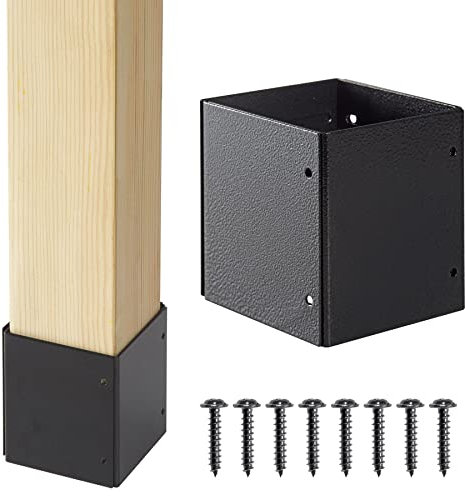 Wanhork 304 Stainless Steel Adjustable Post Protector (Range 3.3-6in), Protect mailboxes, Deck and Fences from rain and Damage to Maintenance Equipment (1set, Black)