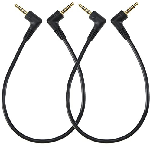 ECSiNG 2 Stück 3,5 mm Audiokabel 3,5 mm Stecker auf 3,5 mm Stecker Stereokabel 30 cm rechtwinklig vergoldete Klinke Kabel 4-polig für Kopfhörer Mikrofon Tablet Lautsprecher