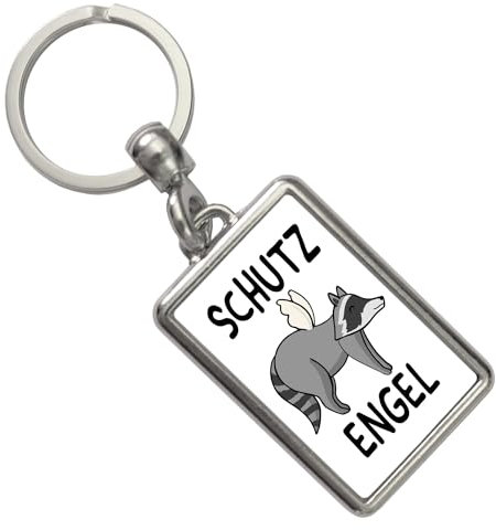 Schutzengel Waschbär Schlüsselanhänger witziger Anhänger für den Schlüsselbund als Geschenk für Fahranfänger die einen Aufpasser gut gebrauchen können