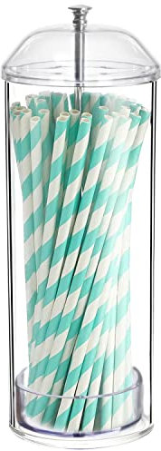 Youngever Straw Dispenser, Plastic Straw Holder with Lid
