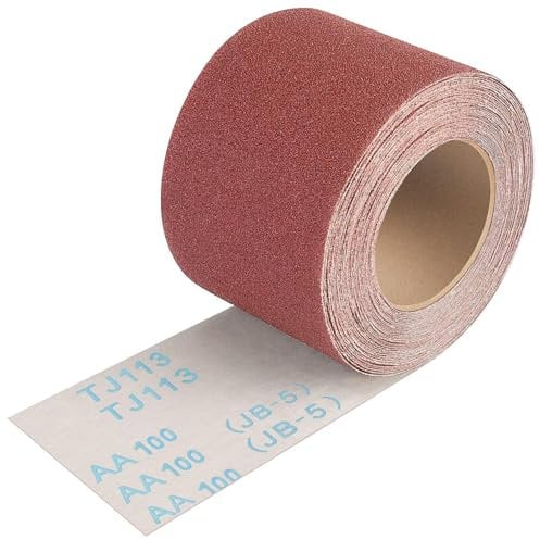 Shineboc Schleifpapier Rolle Körnung 100, 93 mm x 10 m Schleifleinen Rolle für Handschleifer zum Holz Metall