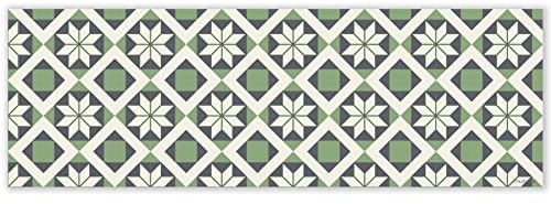 mubusi Tapis Vinyle du Sol Cuisine Salon - Différentes Tailles - (Sud Verte 50x150 cm)