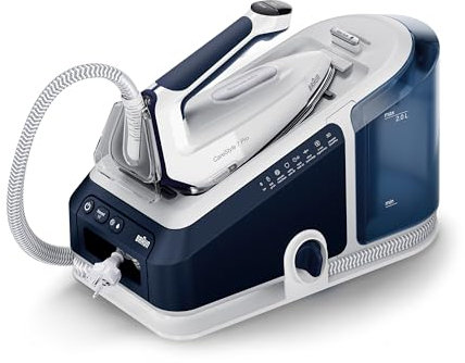 Braun CareStyle 7 Pro IS7282BL, Steam Generator Iron with FreeGlide 3D Technology, Smart iCareMode, Vertical Ironing, Anti Drip, Detachable 2L Water Tank, 2700W, Blue