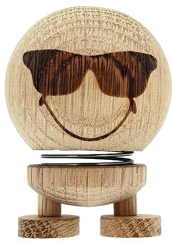 Hoptimist Smiley Cool Wackelfigur & Glücksbringer aus Holz, Deko Skandinavisch, Wohnzimmer & Schreibtisch Deko, Büro Gadgets, Tolle Kleine Geschenke, 5 x 5 x 8 cm, Small, Raw Oak