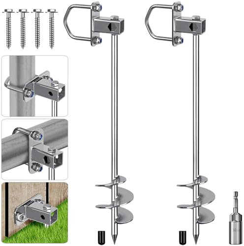 Insaga 2er Zeltheringe, 74cm Zelt Heringe Erdnägel Stabil Lang Erdanker Bodenanker Schraubheringe Zelthaken für Trampolin/Schaukel/Camping/Schuppen/Hund/Carport mit Fester Schlaufe