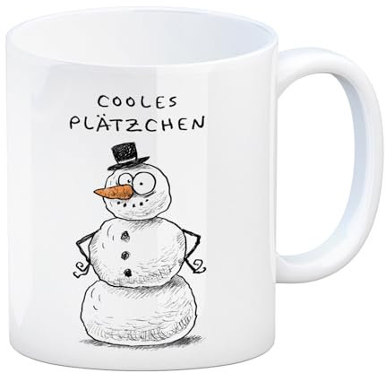 Schneemann mit Hut Kaffeebecher mit Spruch Cooles Plätzchen lustiger Weihnachtsmann Kaffeebecher Weihnachtsmotiv Tasse Weihnachten Comic Kaffeetasse Stil Kritzel Pechvogel Becher