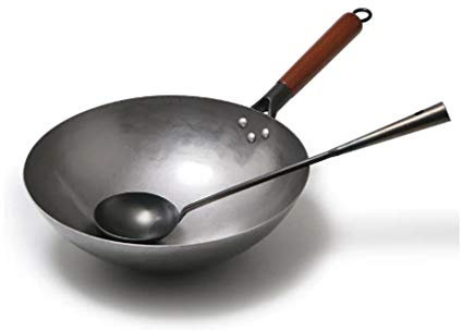 Wok De Hierro Tradicional Chino Wok Grande Hecho A Mano Y Mango De Madera Wok Antiadherente Cocina De Gas Sartén Utensilios De Cocina (Tamaño: 32 Cm)