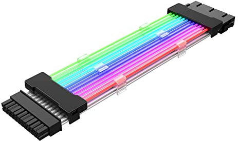 Dubbulon Câble d'alimentation RGB (Carte mère 24P) - Câble d'alimentation De La Carte Mère RGB 5V3PN | Câble D'extension d'alimentation De Ligne ATX RGB, Composants Internes PC
