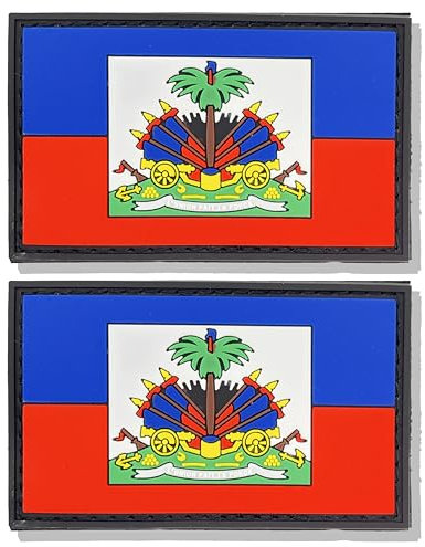 stidsds Haiti-Flaggenaufnäher, Haitianer, Militär, taktischer Aufnäher, Haiti-Flaggen, PVC, Klettverschluss, für Kleidung, Hüte, Rucksäcke, Stolz, Dekorationen, 2 Stück