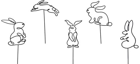 Gartenstecker Hase Metall 21cm 1 Stück Sortiert - Indoor & Outdoor Blumenstecker für Garten Balkon - Pflanzenstecker Deko Blume als Gartendeko Außendeko Gartenschmuck - Schwarz