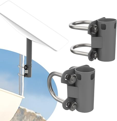 NEWHE Lot de 2 Supports Antenne Starlink V2 Réglables en U pour Camping-Car, Toit, Yacht, Balcon - Adaptateur Inclus, Installation Universelle