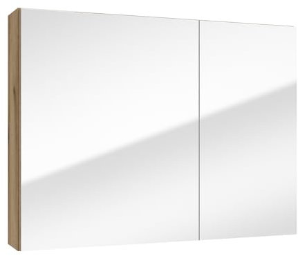 Lomadox Badezimmer Spiegelschrank Badezimmerschrank mit Spiegel 80 cm Eiche