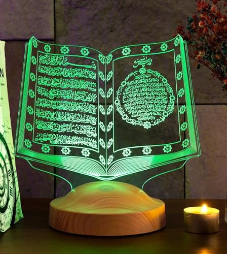 Ramadan Deko Islamische Eid Mubarak Dekoration 3D Led Lampe Geschenk für Freunde (Kuran Standard)