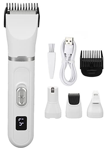 Hundeschermaschine, Geräuscharmes Haustierpflegeset mit Großem Scherkopf, Kleinem Scherkopf, Nageltrimmerkopf und Flexiblem Kleinen Klingenkopf, für die Multifunktionale