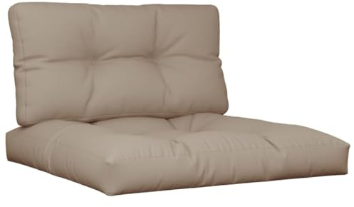 vidaXL Palettenkissen 2-TLG., Palettenpolster für Europaletten, Palettensofa Kissen Indoor Outdoor, Palettenauflage Sitzkissen Rückenkissen, Taupe Stoff