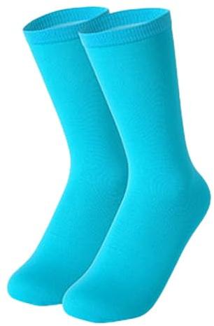 Perfeclan Calcetines para Patinaje sobre Hielo, elásticos de Color sólido para Patines de Hielo, Calcetines hasta la de algodón Suave, Azul