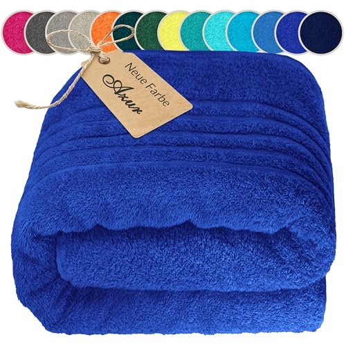 Lashuma großes Badehandtuch XXL 100x200 cm, London XXL Herren Saunatuch Blau - Azur