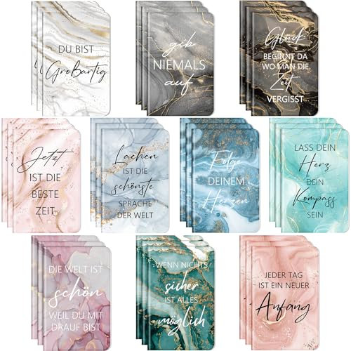 Tenare 30 Stück Mini Notizblöcke mit Spruch Kleine Inspirierende Notizbücher Liniert Tasche Tagebuch Notizblöcke Mitgebsel Geschenke für Schule Büro Heim,10 Stile(Modecover)