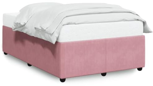 Homgoday Bettgestell Rosa 120 x 200 cm aus Samt, Möbeldekor Bett Bettrahmen, Bettrahmen, Rahmen für Wohnzimmer Schlafzimmer Modell 3285005